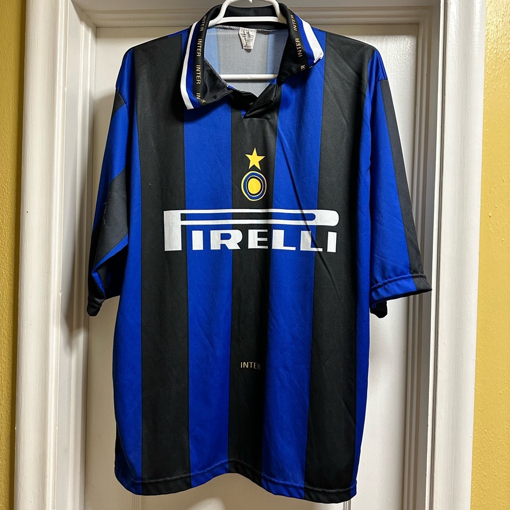 Inter Milan Blue/Black Men's Ronaldo Jersey, size XL (fits kind of like a L)